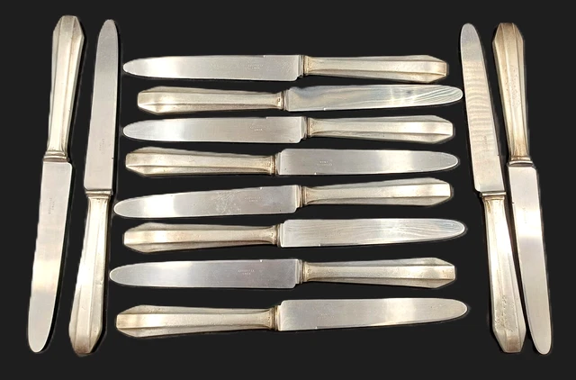COUTEAU DE TABLE MANCHE MÉTAL ARGENTE LAME INOX ART