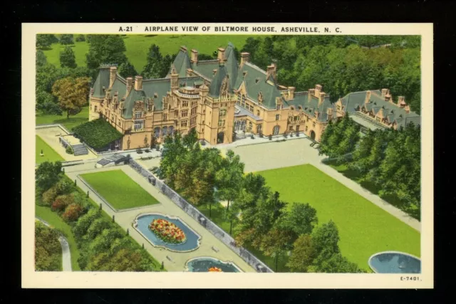 North Carolina NC postcard Asheville, Biltmore House & Gardens linen