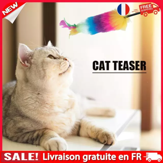 Cat Teaser Feather Wand Kitten Interactive Stick Pet Toys (37cm)