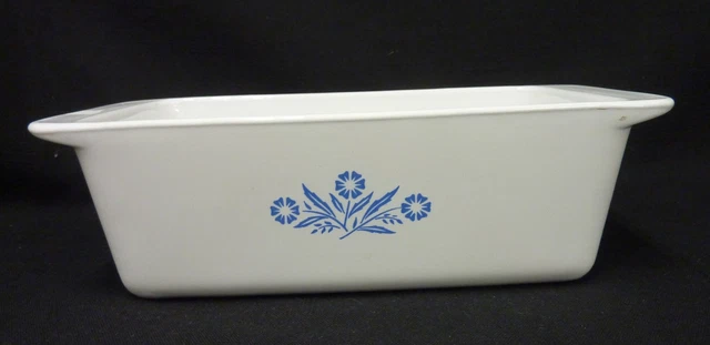 VINTAGE CORNING WARE Blue Cornflower Loaf Pan Qt P-315-B 9