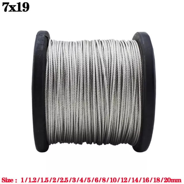 7x19 Stainless Steel Aisi 304 Wire Rope Cable Rigging 1~20mm Lifting Metal Cable