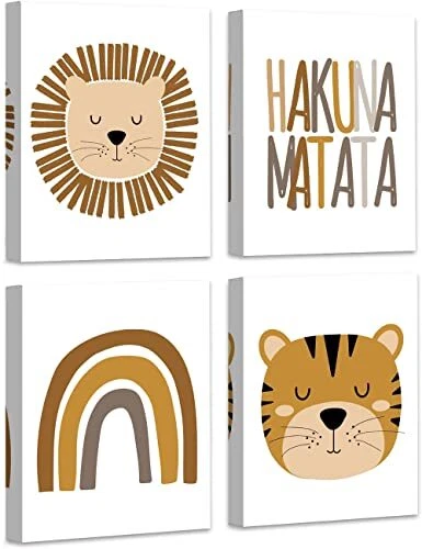 Boho Baby Room Decor Lion Safari Animals Rainbow Nursery Wall Decor Boho