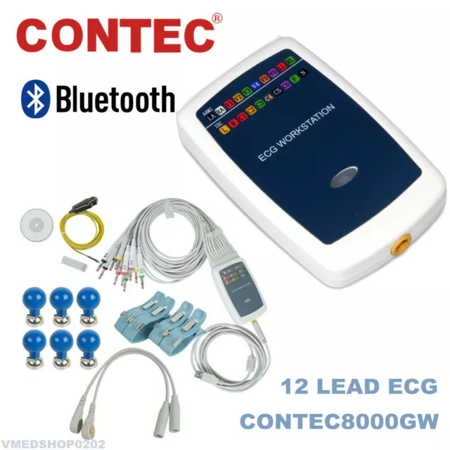 CONTEC 12-Lead Resting ECG workstation EKG Machine Recorder PC Base, Bluetooth