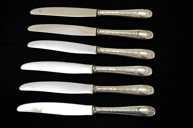 6 couteaux à dessert métal argenté modèle Baguette Marine Nationale