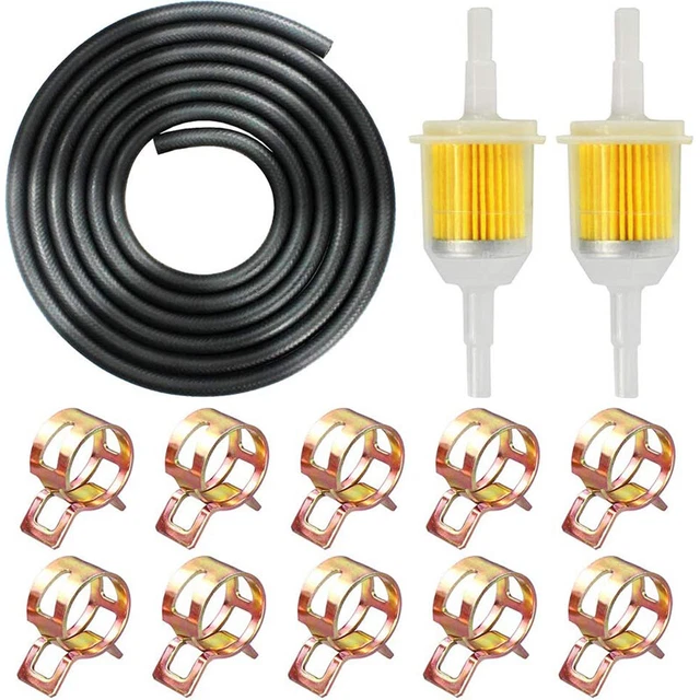 1/4" Fuel Line Set Motorcycle Bike Gasoline Filter Oil Pipe Kit Hose Clamp Set