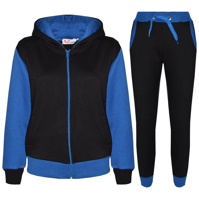 Bambini Ragazze Tuta Pile Reale Felpa con Cappuccio Fondo da Jogging Joggers 2-1