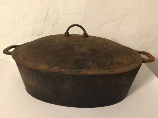 Antiker Bratentopf - Gusseisen - Bräter - Rostpatina - Vintage-Deko