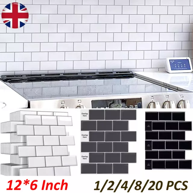 1~20Pc 3D Peel Stick Self-adhesive Tile Wall Stickers Mosaic Tile Kitchen Bathro