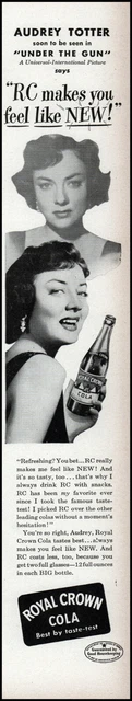 1950 actress Audrey Totter photo RC Cola Royal Crown Cola retro print ad  LA6