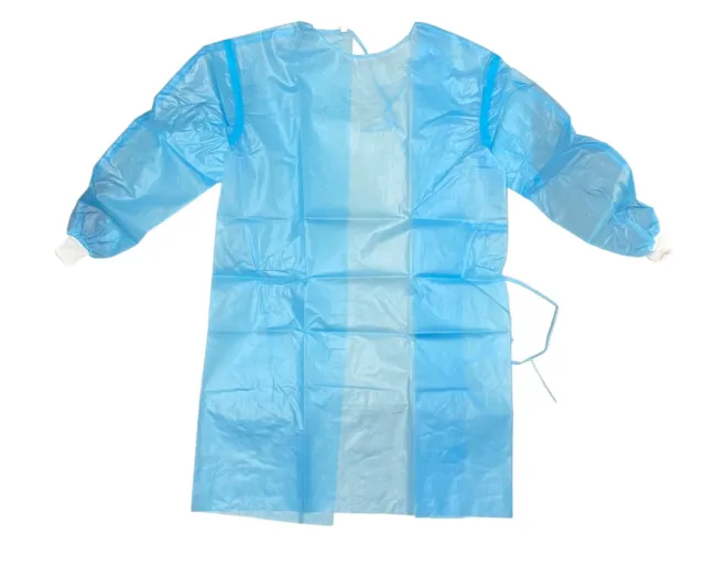Level 3 Gown Isolation PPE Knit Cuff Disposable Medical Dental Blue Hospital