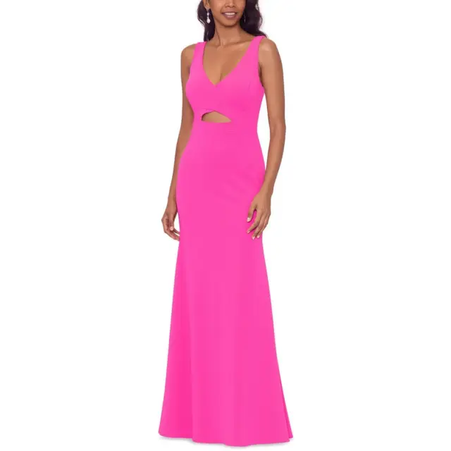 Betsy & Adam Womens Pink V-Neck Maxi Cut-Out Evening Dress Gown 2 BHFO 5231