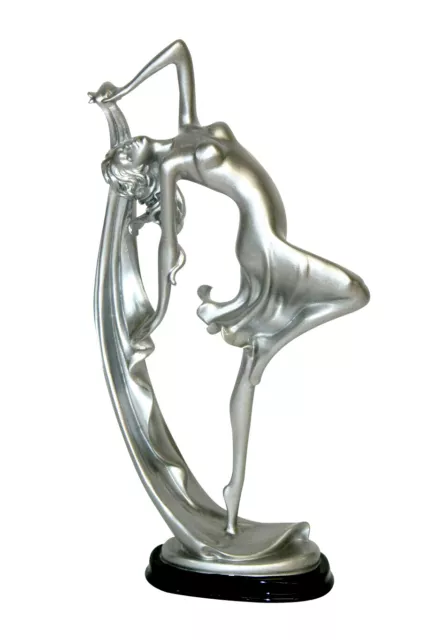 Ballett Tanzen Mädchen Skulptur Ballerina Statue Figur Silber Tänzerin AK