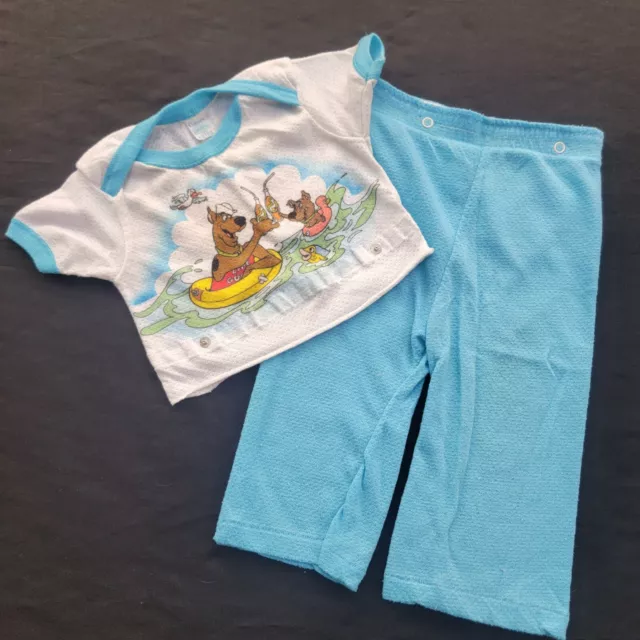 Sz 2 Toddler Scooby-Doo Scrappy-Doo Kids Outfit Shirt Pants Blue Vtg Cartoon Set