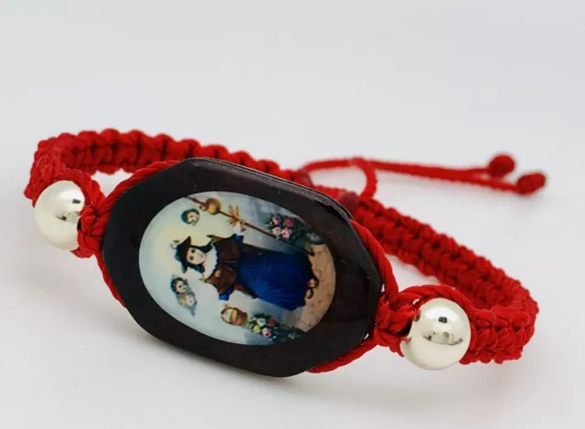 Santo niño de Atocha Pulsera con bolas de Oro Laminado Tejida Ajustable a Mano