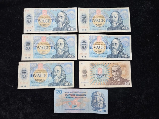 Czechoslovakia Mix Korun Banknote (9 pieces)