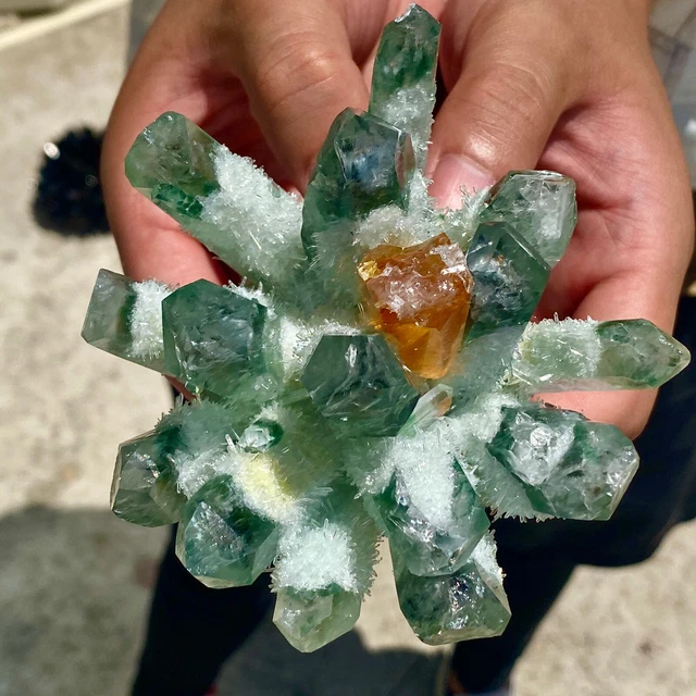 1.2LB New Find Green Phantom Quartz Crystal Cluster Mineral Specimen Healing