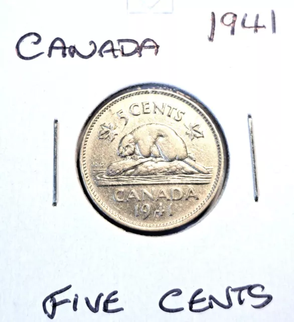 @@@ Date Filler  1941 Bank Of Canada Beaver Five Cents  ,,@@@