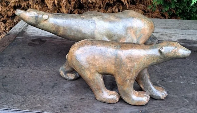 Ensemble De Deux Ours Bronze Animalier Pierre Chenet !!! Tarif Spécial Noël !!!!