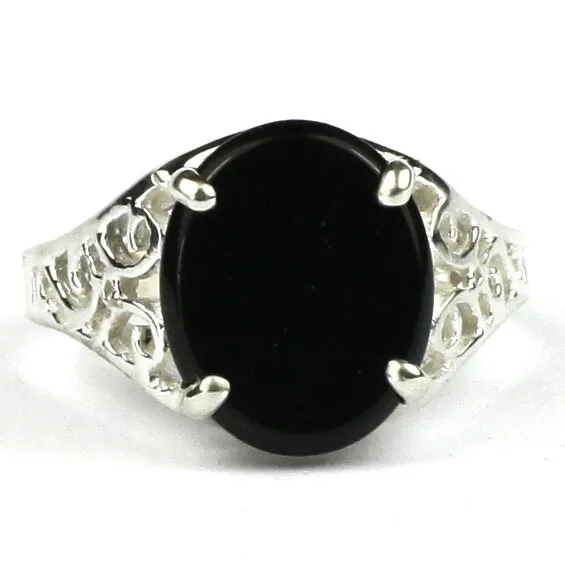 Sr057, Black Onyx, 925 Sterling Silver Ring