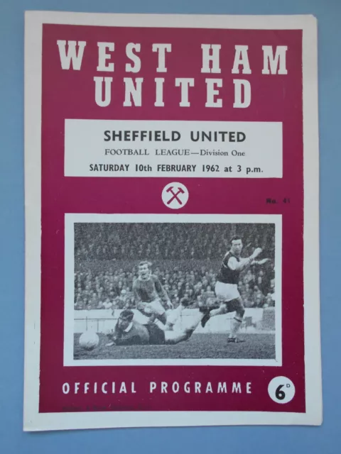 West Ham Sheffield United 1961/62 League Division One mint condition