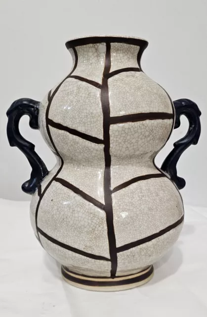 Vintage Mid Century ModernFormalities By Baum Bros Geometric Crackle Vase