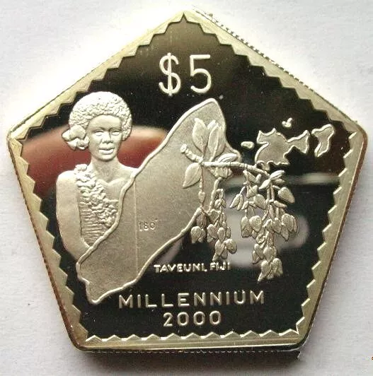 Fiji 1999 Millennium 5 Dollars Silver Coin,Proof