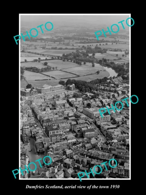 OLD LARGE HISTORIC PHOTO DUMFRIES SCOTLAND AERIAL VIEW OF THE TOWN c1950 1