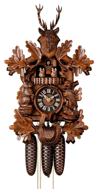 Reloj de cuco pieza de caza, figuras sentadas HO 86234/4T NUEVO