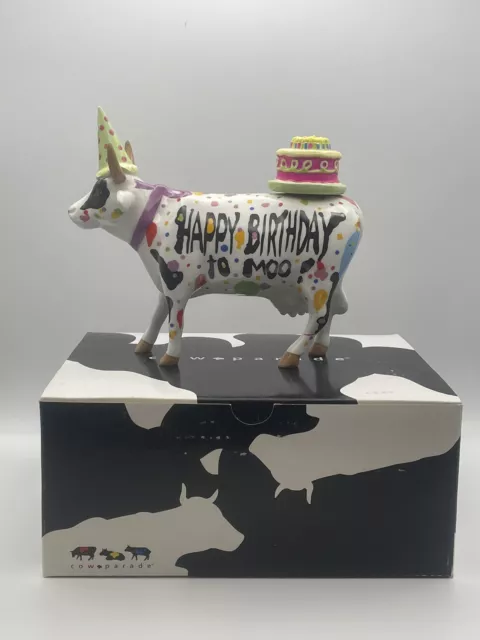 Cow Parade statue “Happy Birthday to Moo!”length 6'5" with box beautiful