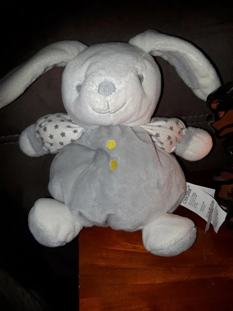 PP1/🐰DOUDOU PELUCHE BOULE LAPIN GRIS... OBAIBI OKAIDI ETOILE HOCHET  19cm TTBE