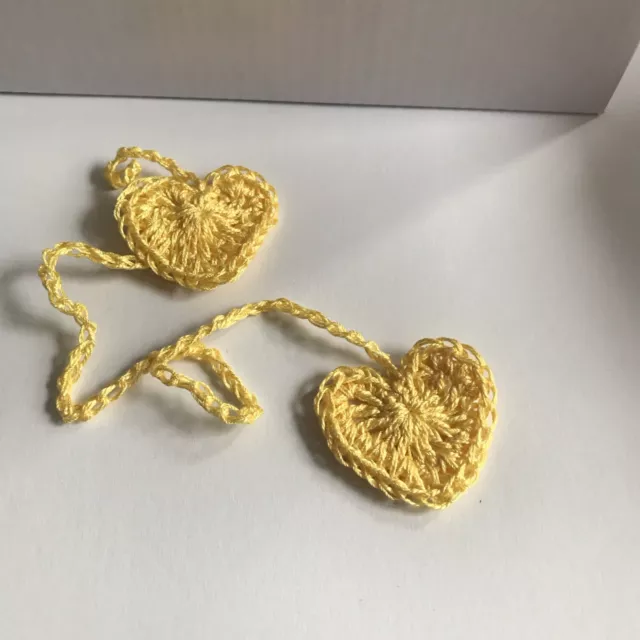 Umbilical Cord Tie Crochet Cotton Hearts Yellow