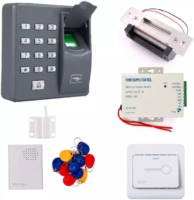 RFID Card Fingerprint Door Access Control Electric Strike Lock Entry Kit