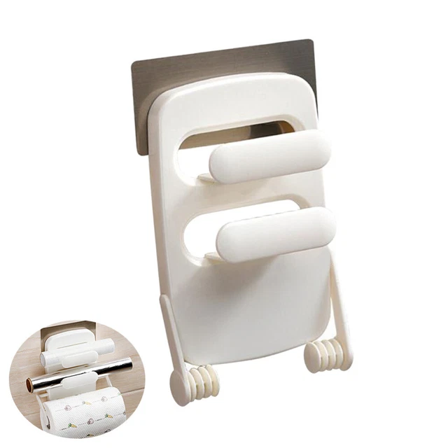 Soporte de rollo de toalla de papel retráctil película adhesiva estante caja de almacenamiento de cocina