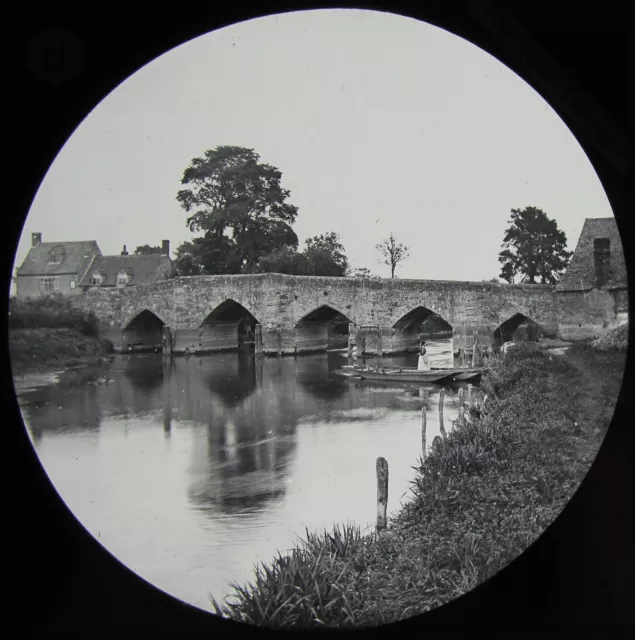 Glass Magic Lantern Slide NEWBRIDGE BRIDGE C1890 OLD VICTORIAN PHOTO