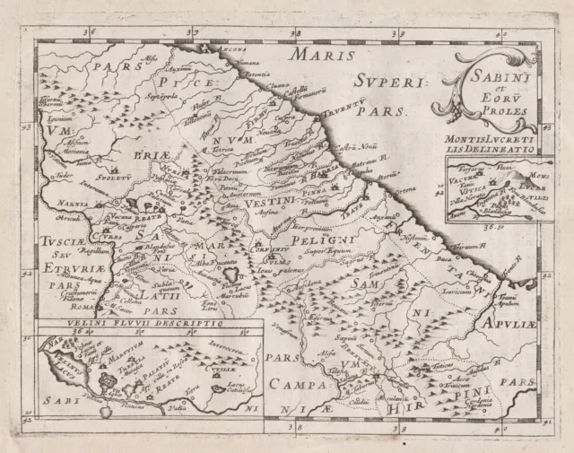 Lazio Sabina Latium Italia Italy Italien map Karte Briet 1649 engraving