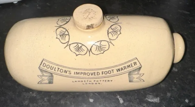 Antique Lambeth Pottery Stoneware 1890 Doultons Improved Foot Warmer