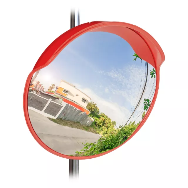 Miroir de circulation 60 cm Miroir de sécurité Miroir convexe rouge en plastique