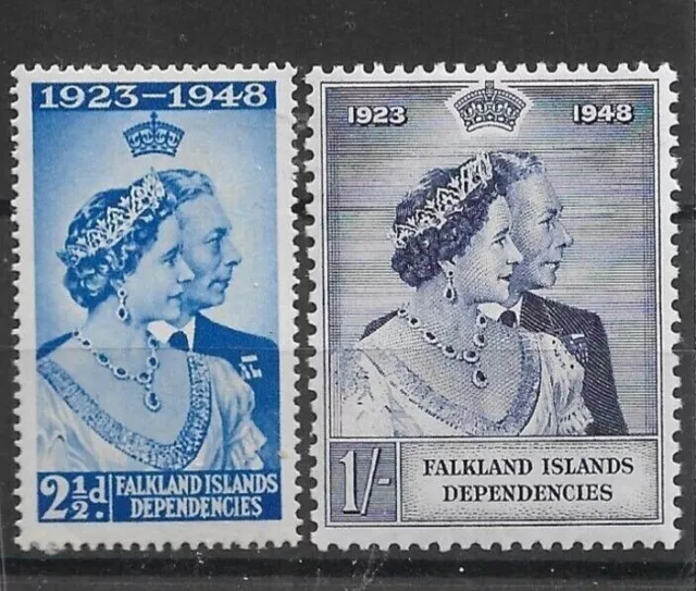 Falkland Islands Dependencies 1948 Sg G19-20 Royal Silver Wedding - Mnh