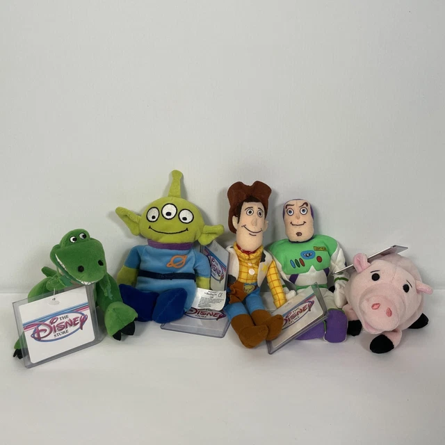 DISNEY STORE MINI Bean Bag Woody Buzz Hamm Alien Rex Bundle Toy Story
