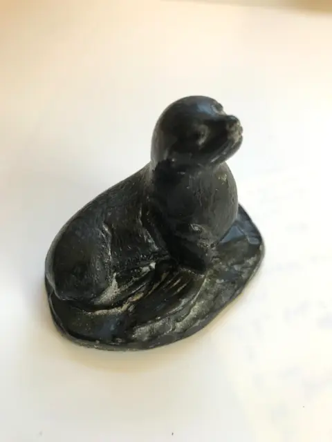 Black Soapstone Small Seal Figurine