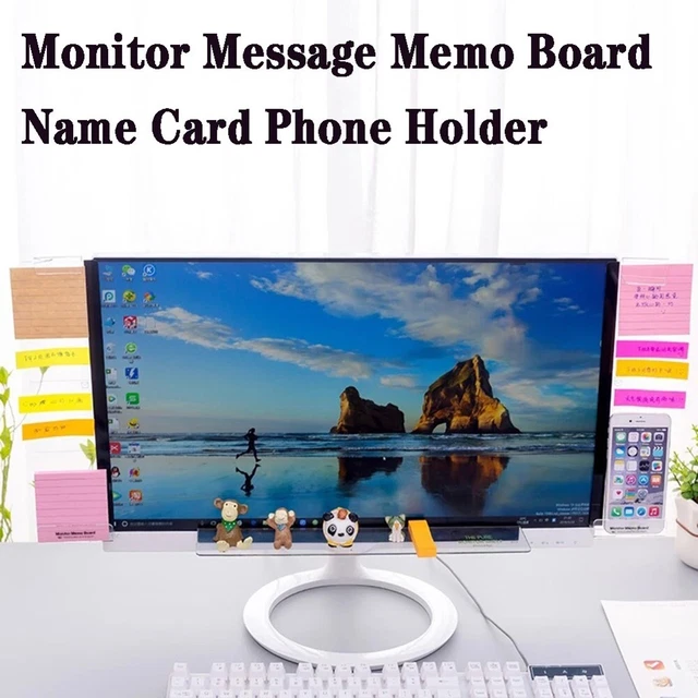 Acrylic Memo Board for PC Monitor with Mini Storage Area and Phone Slot