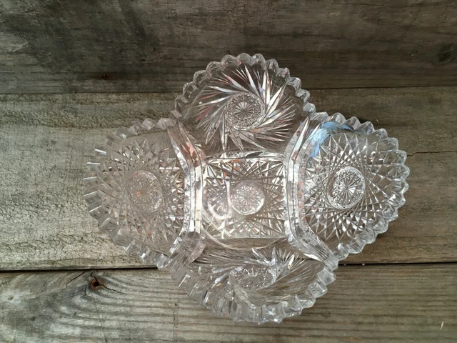 American Brilliant Cut Glass Small Bowl Hobstars and Pin Wheels 2