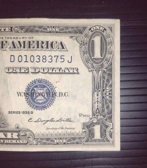 1935G $1 Blue SILVER Certificate X8375. Very Fine, Old US Paper Money Currency!