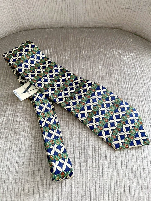VALENTINO Tie Mens Geometric Woven 100% Silk Necktie Made in Italy NEW w TAG !