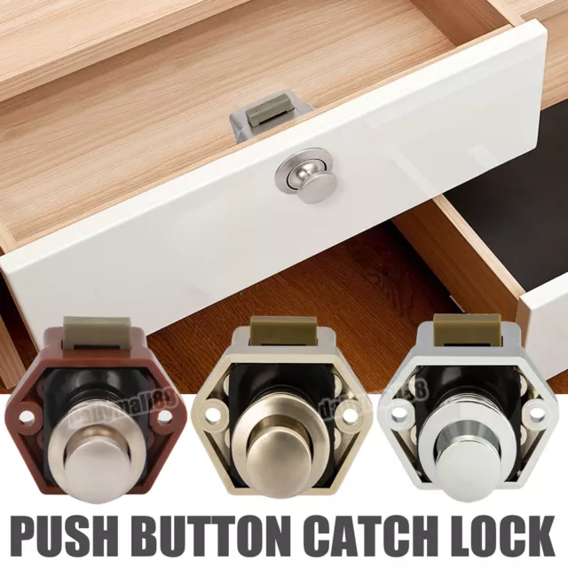 Mini Push Button Catch Lock Door Drawer Cabinet Cupboard Camper Latch Knob Locks