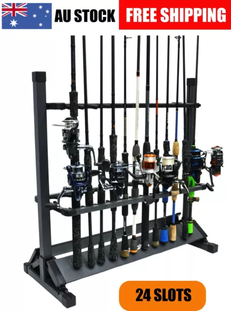 ZXDIN3 Premium Heavy Duty Fishing Rod Rack Holder Stand | Hold up to 24 Rod Pole