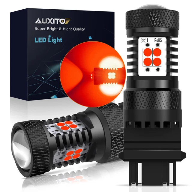 AUXITO 2XLED 3157 Brake Stop Tail Turn Signal Indicator Light 4157 Red Lamp Bulb