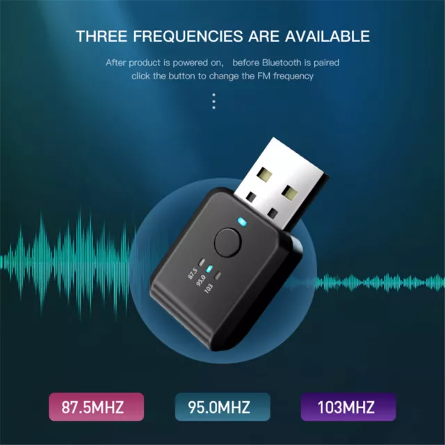 Transmisor Bluetooth 5.1 coche USB | radio FM receptor audio inalámbrico