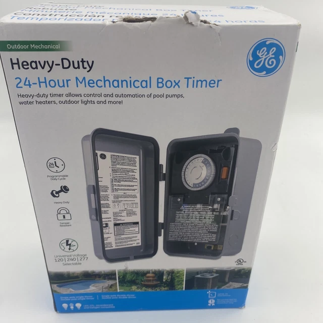 GE HEAVYDUTY 24HOUR Mechanical Box Timer Switch Metal Tamper