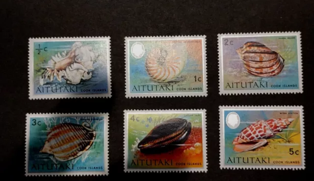 1974 Aitutaki- Cooks Island Postage Stamps Full Set. Seashells QE 2 2